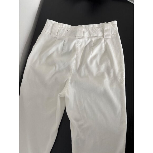 Express Linen Blend Pants 4 High Waisted Paperbag Quiet Luxury Preppy Old Money - Picture 2 of 12